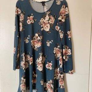 Rue21 Blue Floral Long Sleeve Dress